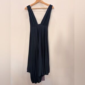 MaxMara Elegant Navy Dress With Lavender Satin Bow